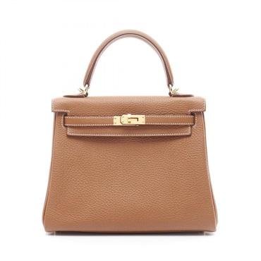 HERMES Kelly 25 Hand shoulder bag U 044624CC Togo leather Gold Used GHW