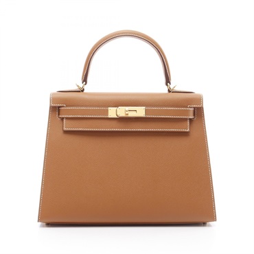 HERMES Kelly 28 Hand shoulder bag U outside stitched 042319CC Epsom GHW Gold