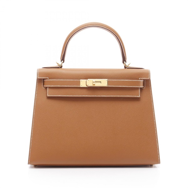 HERMES Kelly 28 Hand shoulder bag U outside stitched 042319CC Epsom GHW Gold