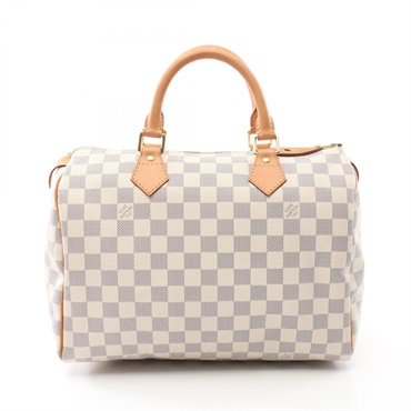 LOUIS VUITTON Speedy 30 Hand bag N41533 Damier Azur leather White Used