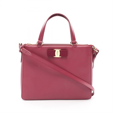 Salvatore Ferragamo Vara ribbon 2way shoulder Handbag 21 E298 leather Pink Used
