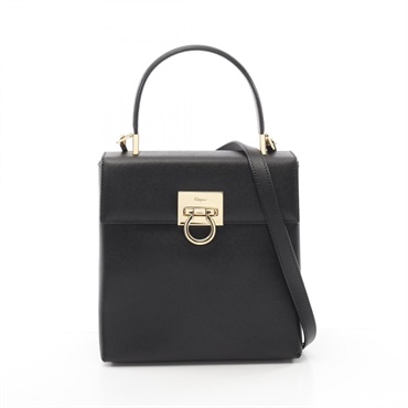 Salvatore Ferragamo Gancini Shoulder Handbag 21 0160 leather Black Used Women