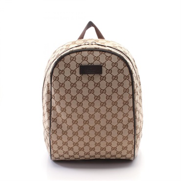 GUCCI GG canvas Rucksack Backpack 449906 canvas leather Beige Brown Used Women