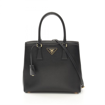 PRADA SAFFIANO LUX Hand shoulder crossbody bag B2490M leather Black Used
