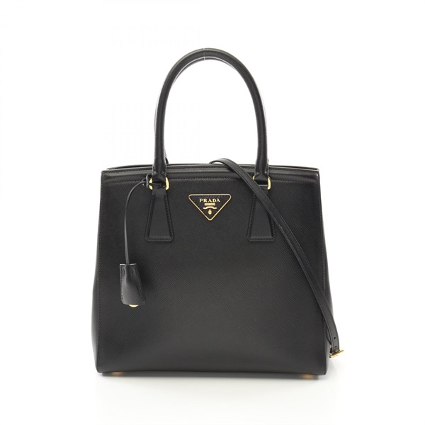 PRADA SAFFIANO LUX Hand shoulder crossbody bag B2490M leather Black Used