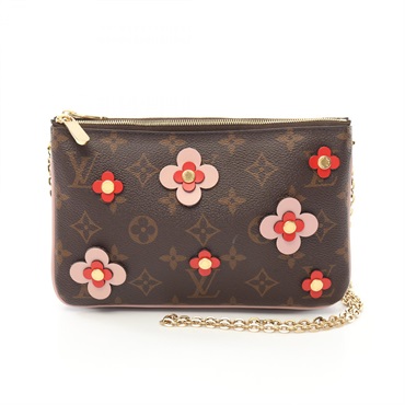 LOUIS VUITTON Pochette double zip chain Shoulder crossbody Bag M63905 Monogram