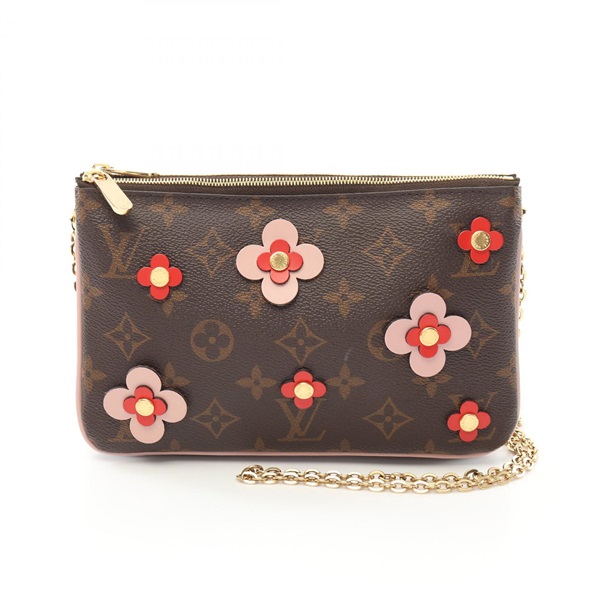 LOUIS VUITTON Pochette double zip chain Shoulder crossbody Bag M63905 Monogram