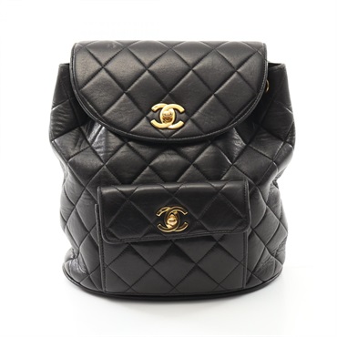 CHANEL Matelasse Rucksack Backpack A10177 Lambskin leather Black Used GHW