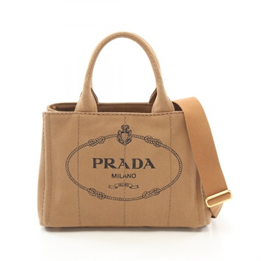 PRADA CANAPA Canapa Tote 2way shoulder crossbody Bag 1BG439 canvas Brown Used