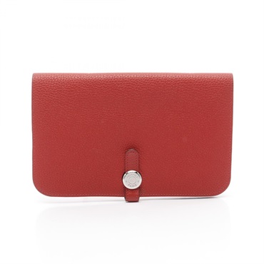 HERMES Dogon GM Bifold purse wallet X Togo leather Rouge tomate Used SHW