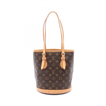 LOUIS VUITTON Bucket PM Hand shoulder bag M42238 Monogram leather Brown Used LV