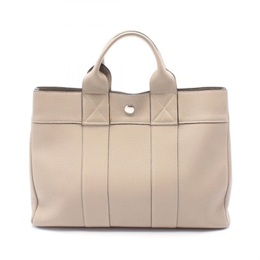 HERMES Fourre-tout PM Tote Bag F Togo leather Beige Gris tourterelle Used SHW