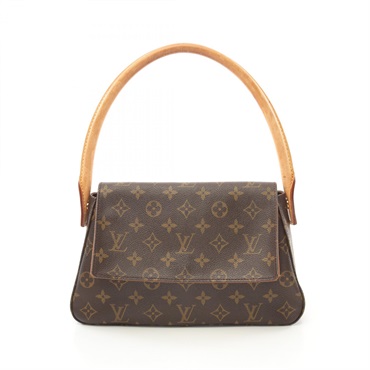 LOUIS VUITTON Mini looping Hand shoulder bag M51147 Monogram leather Brown Used