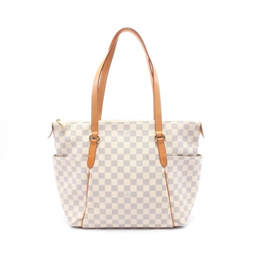 LOUIS VUITTON Totally MM Tote shoulder Bag N51262 Damier Azur leather White Used