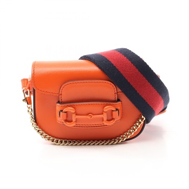 GUCCI Mini Horsebit 1955 2way Shoulder Bag 726863 leather Orange Used crossbody