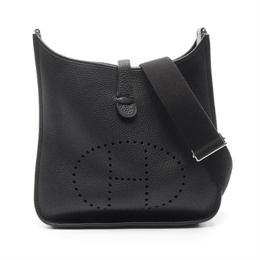 HERMES Evelyne 3 Trois GM Shoulder Bag Togo leather Black Used Women O SHW