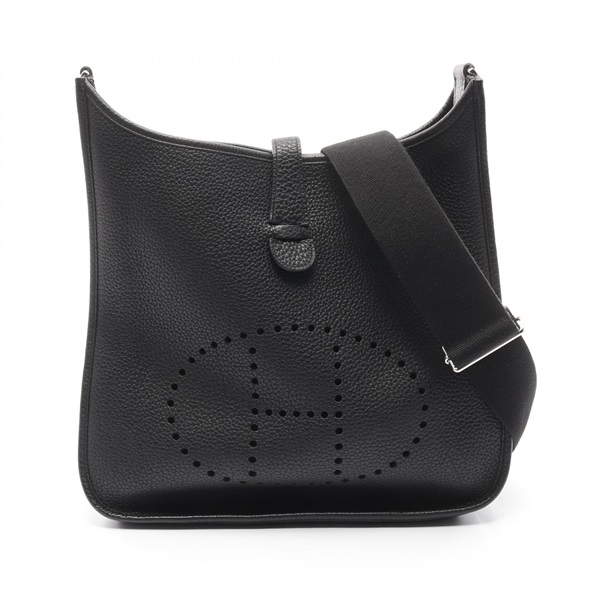 HERMES Evelyne 3 Trois GM Shoulder Bag Togo leather Black Used Women O SHW