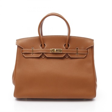 HERMES Birkin 35 Handbag F Togo leather Brown Gold Used Women GHW