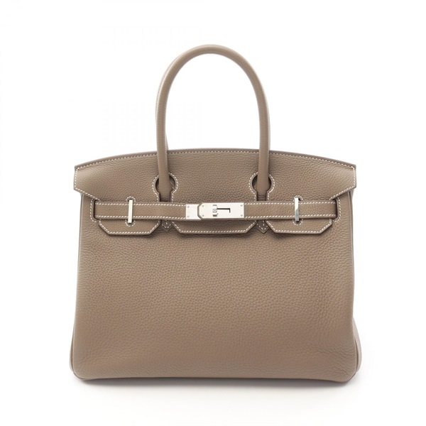 HERMES Birkin 30 Handbag Togo leathe Brown Etoupe Grey Used Women X SHW