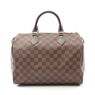 LOUIS VUITTON Speedy 30 Handbag N41531 Damier canvas leather Ebene Used Women