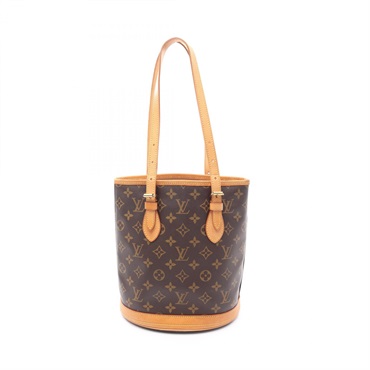 LOUIS VUITTON Bucket PM Tote Handbag M42238 Monogram canvas Brown Used women