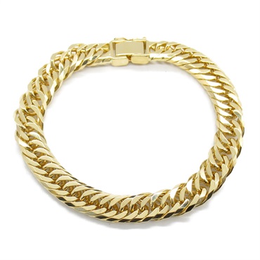 JEWELRY Triple 8 sided flat link chain Bracelet 18KYG Yellow Gold NEW unisex