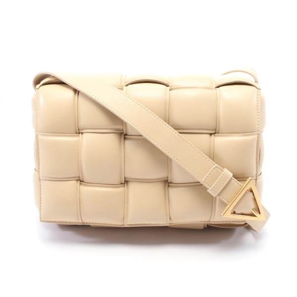 BOTTEGA VENETA Padded Cassette Intrecciato Shoulder Bag leather Beige Used