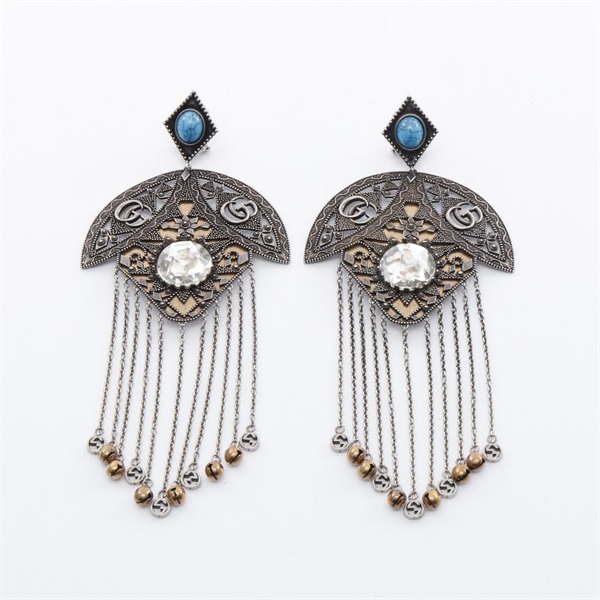 GUCCI GG Fringe Marmont Earring Stainless Steel Brown Used women