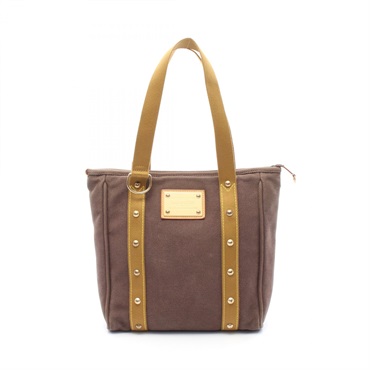 LOUIS VUITTON Cabas MM Tote Bag M40086 Antigua canvas leather Brown Khaki Used