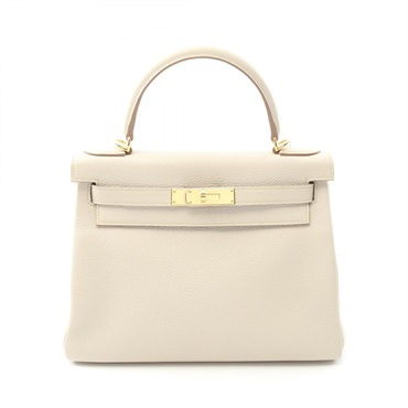 HERMES Kelly 28 Hand shoulder bag U Inside stitched Togo leather Beton Used GHW