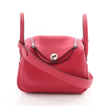 HERMES Lindy Mini Shoulder Bag Z Clemence leather Rose mexico Used Women SHW