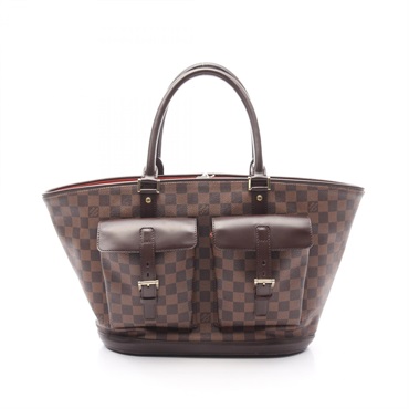 LOUIS VUITTON Manosque GM Tote Handbag N51120 Damier Canvas Leather Ebene Used