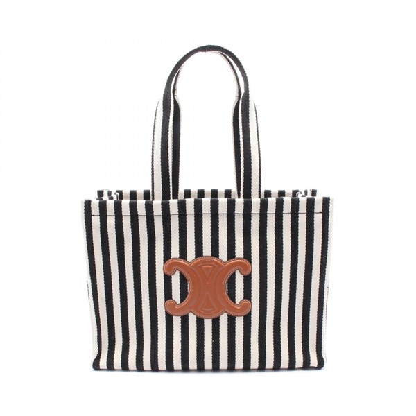 CELINE Large Cabas Thais Tote Bag canvas leather Black White Brown NEW Women