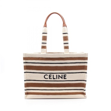 CELINE Large Cabas Thais Tote Bag 196762FO214ML canvas Beige Brown Black NEW