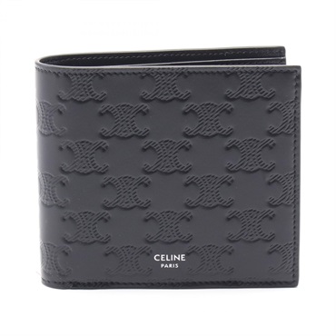 CELINE Bifold Wallet Triomphe 10C873FQB38SI leather Black NEW Women