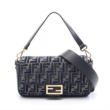 FENDI FF Chenille Medium 2way Handbag leather Chenille Navy Multicolor NEW women