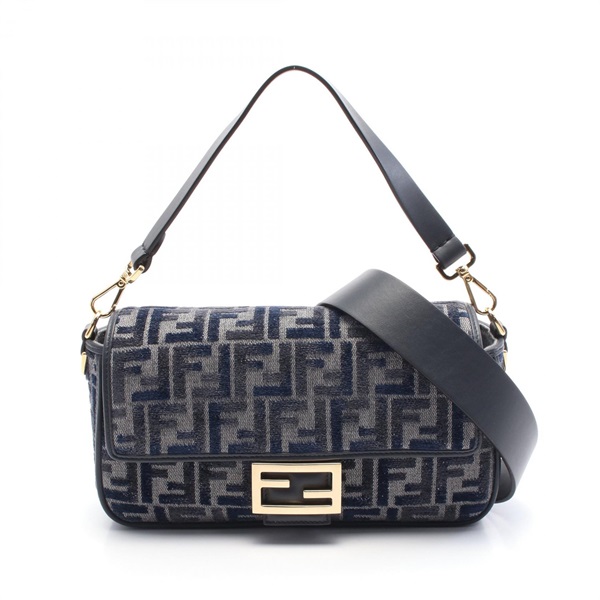 FENDI FF Chenille Medium 2way Handbag leather Chenille Navy Multicolor NEW women
