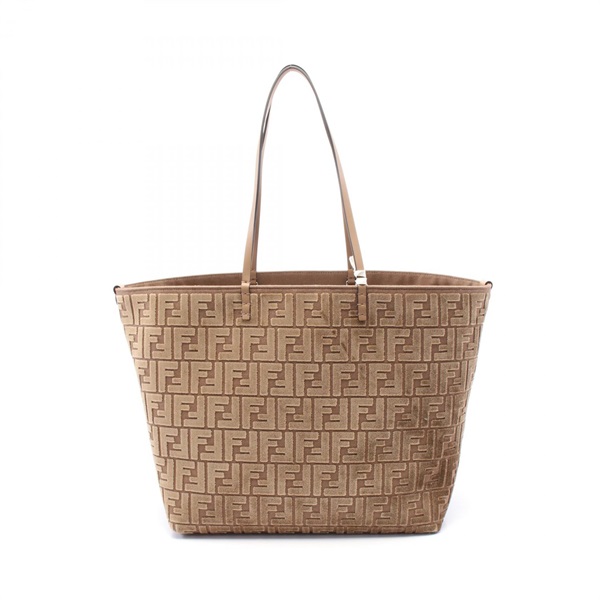 FENDI LARGE ROLL Tote Hand Bag 8BH425AT14F1QDO Jacquard Velvet Brown NEW Women