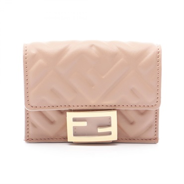 FENDI micro Tri-fold wallet 8M0395AAJDF1SK3 leather Pink NEW Women GHW