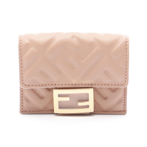 FENDI micro Tri-fold wallet 8M0395AAJDF1SK3 leather Pink NEW Women GHW