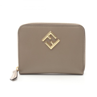 FENDI FF Diamond Round wallet 8M0508ALV4F1N1G leather Brown NEW Women