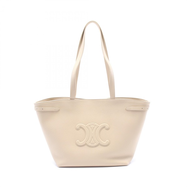 CELINE Medium Cabas Anais Cuir Triomphe Hand Tote Bag leather Beige NEW Women