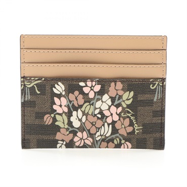 FENDI Card Case 8M0445AURFF174H canvas leather Brown Multicolor NEW Women
