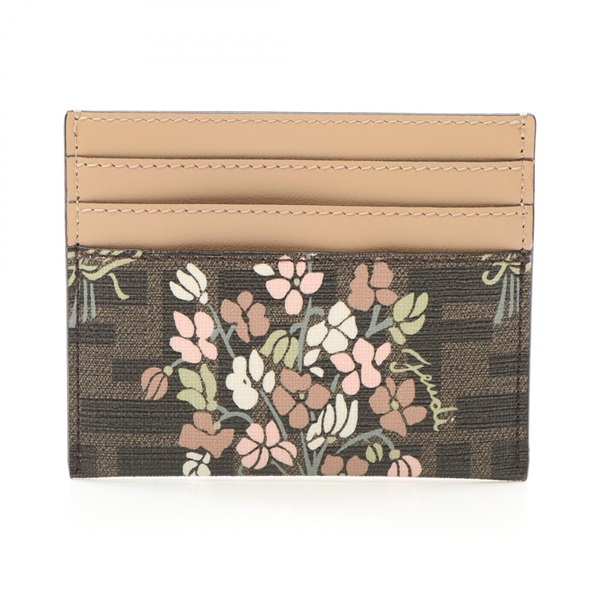 FENDI Card Case 8M0445AURFF174H canvas leather Brown Multicolor NEW Women