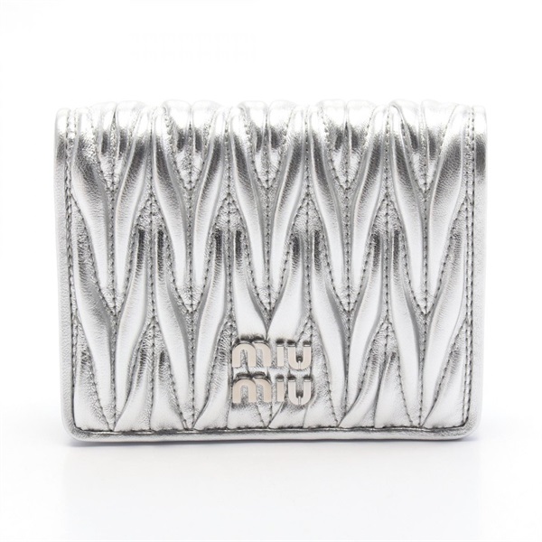 Miu Miu MATELASSE Bi-fold wallet compact purse 5MV204AFPPF0118 leather Silver N