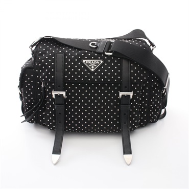 PRADA Studs Shoulder crossbody Bag 1BD1182HGVF0002 Nylon leather Black