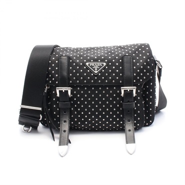 PRADA Re-Nylon Shoulder crossbody messenger Bag 1BD3822HGVF0002 leather Black