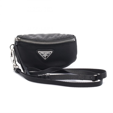 PRADA Triangle logo Pouch 2TT1162DMIF0002 Nylon Black NEW Women