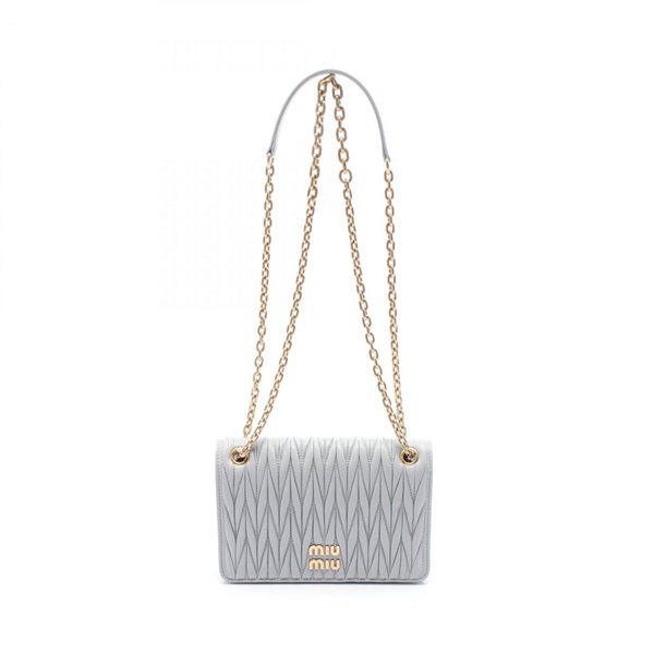 Miu Miu Matelasse mini chain Shoulder Bag 5BP065N88F0591 leather light Blue NEW