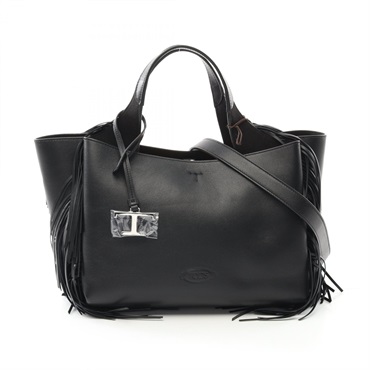 TOD'S SHoulder Handbag XBWAPAFL1F0XEAB999 leather Black NEW Women Fringe